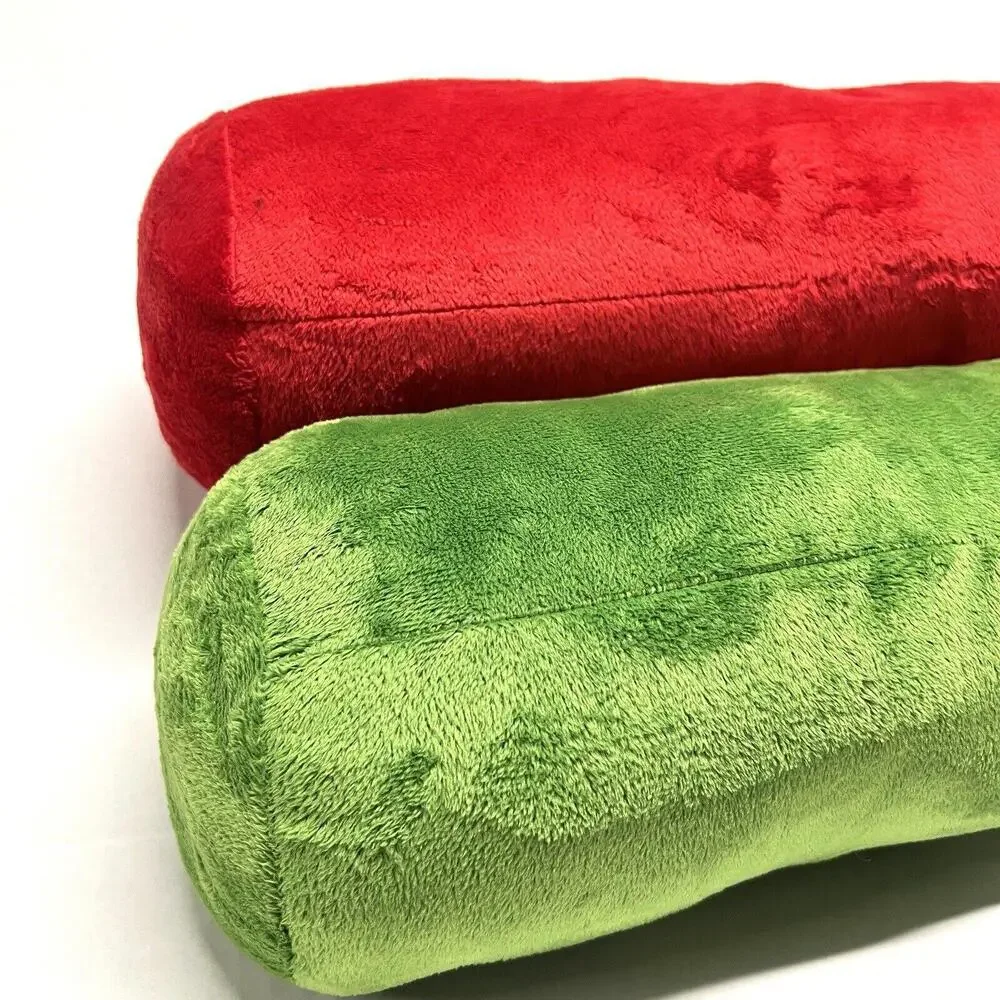 Lot Of 2 Christmas Decor Pillows Cylinder Shaped 17”x6” Y2K Naughty Dear Santa
